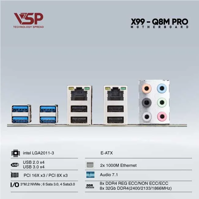 MAINBOARD VSP X99 – Q8M PRO