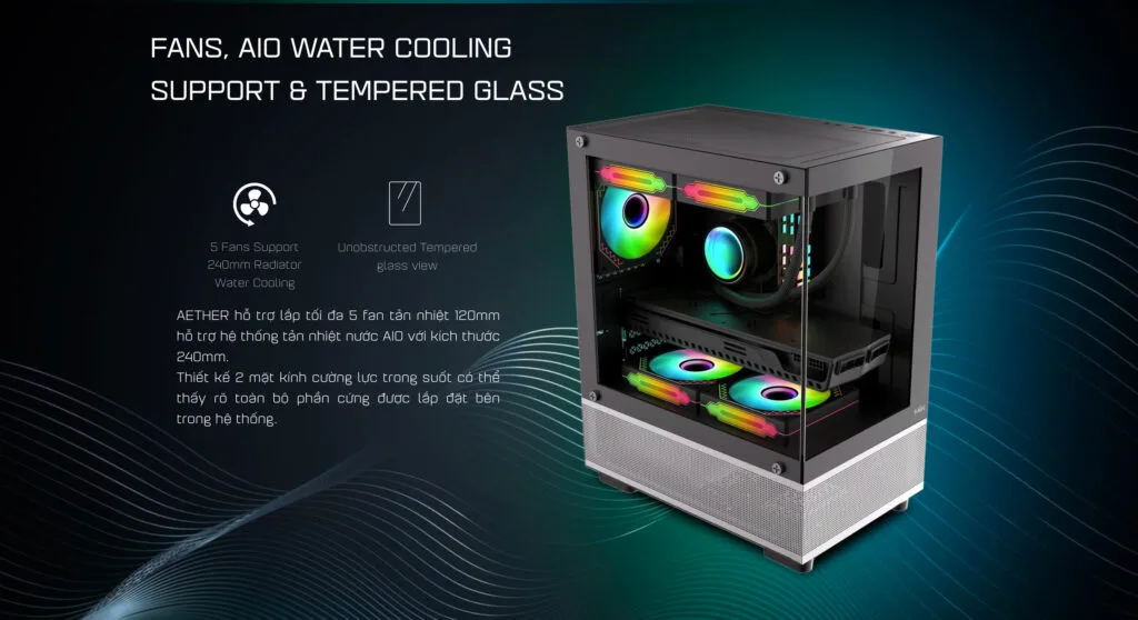 Vỏ Case MIK AETHER BLACK (MATX/Mid Tower/Màu Đen) 